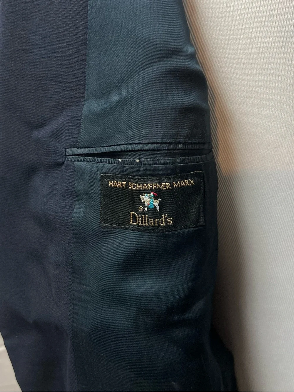 Hart Schaffner Marx Men's 44R Navy Blue Gold Button Blazer Jacket Sport Coat